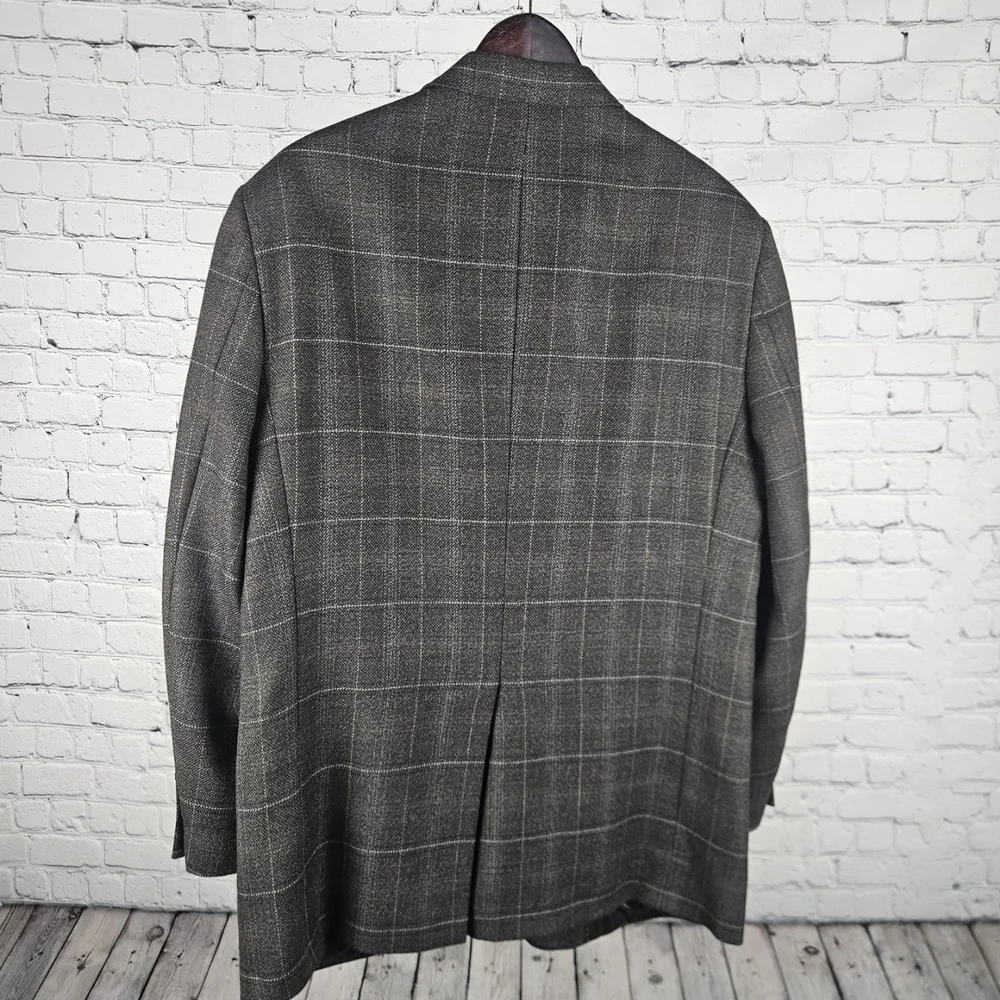 Vintage Hart Schaffner Marx Wool Blazer 43R Windowpane Sport Coat Union Made USA